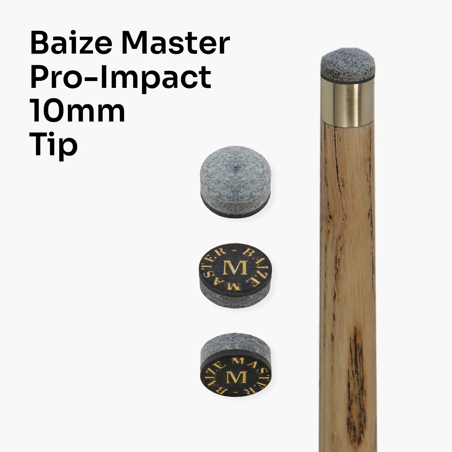 Baize Master PRO-IMPACT Professional 10mm Leather Backed Pressed Tip - Retail Pack