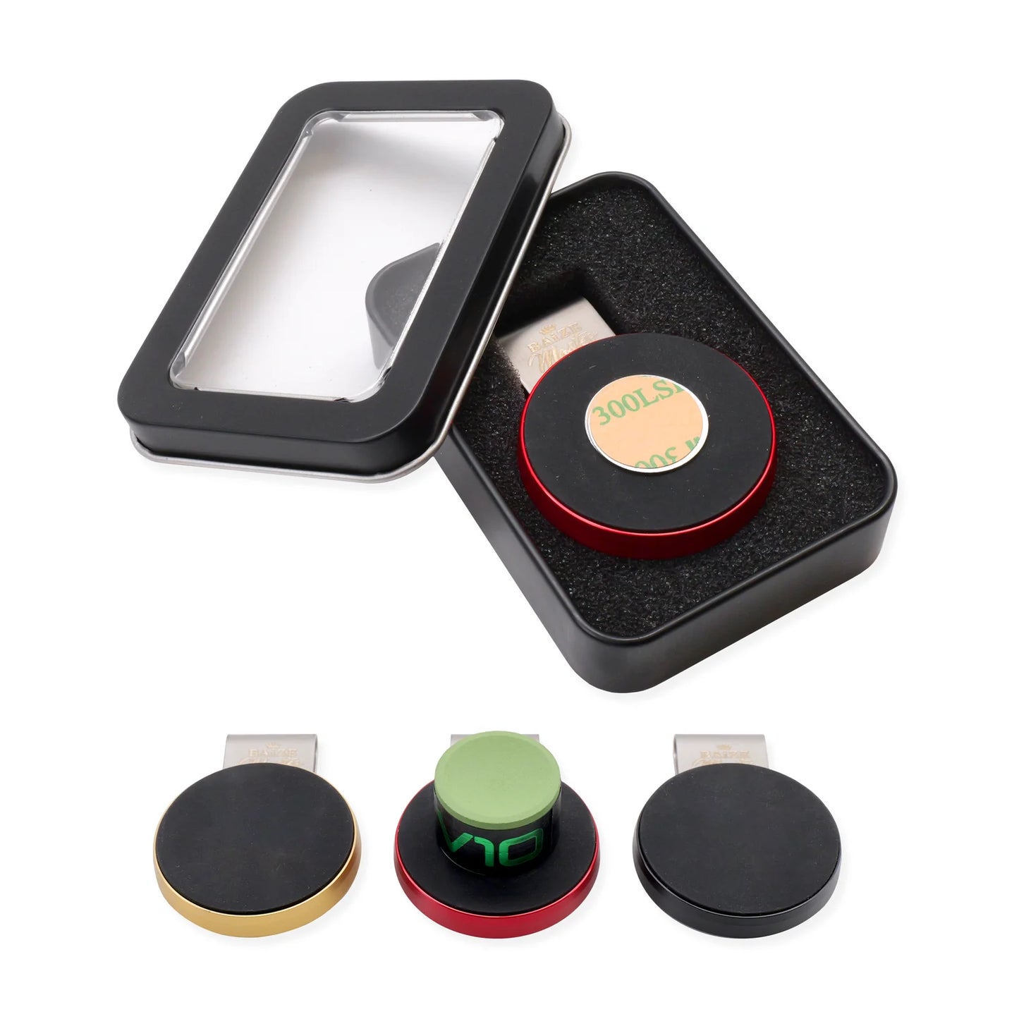 Baize Master Luxury Engraved Metal Magnetic Round Taom Snooker Pool Chalk Holder