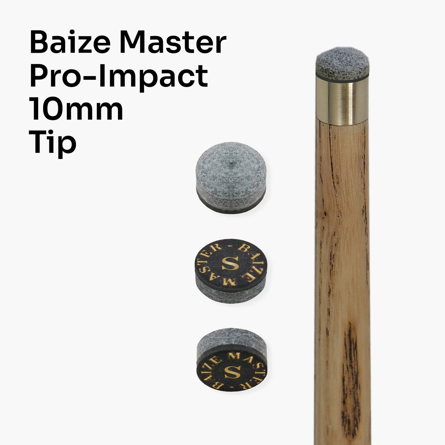 Baize Master PRO-IMPACT Professional 10mm Leather Backed Pressed Tip - Retail Pack