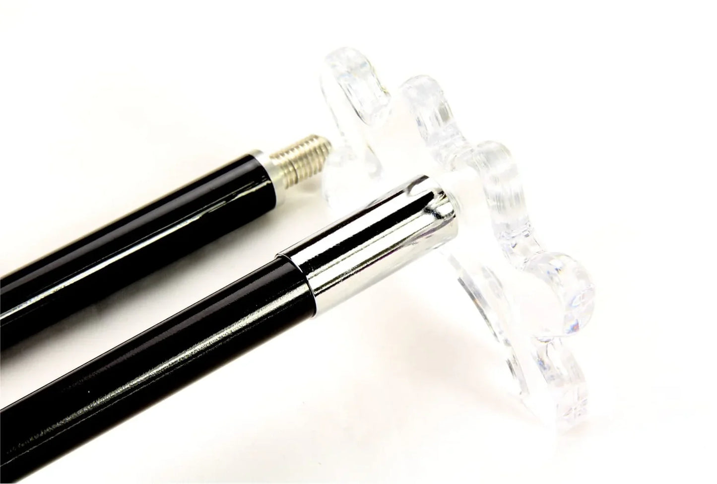 57 Inch Jonny 8 Ball Black Carbon 2pc Slim Line Snooker Cue Rest and Clear Rest Head