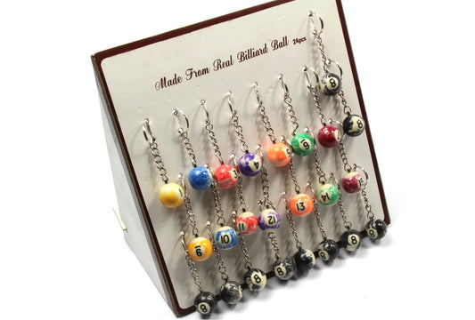 Single Marbleised Miniature Pool Ball Keyring (Various Styles) - 2.5cm