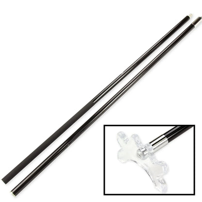 57 Inch Jonny 8 Ball Black Carbon 2pc Slim Line Snooker Cue Rest and Clear Rest Head