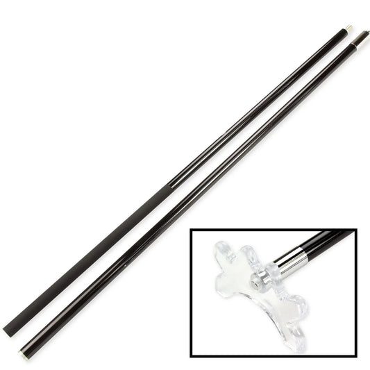 57 Inch Jonny 8 Ball Black Carbon 2pc Slim Line Snooker Cue Rest and Clear Rest Head