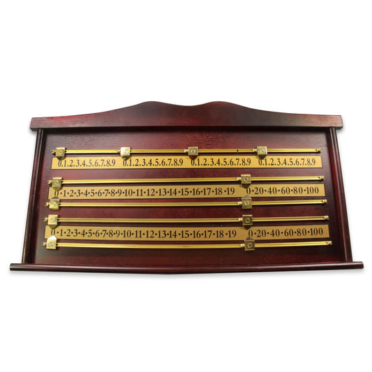 4 Player Mahogany Effect Wooden Scoreboard With Brass Markers