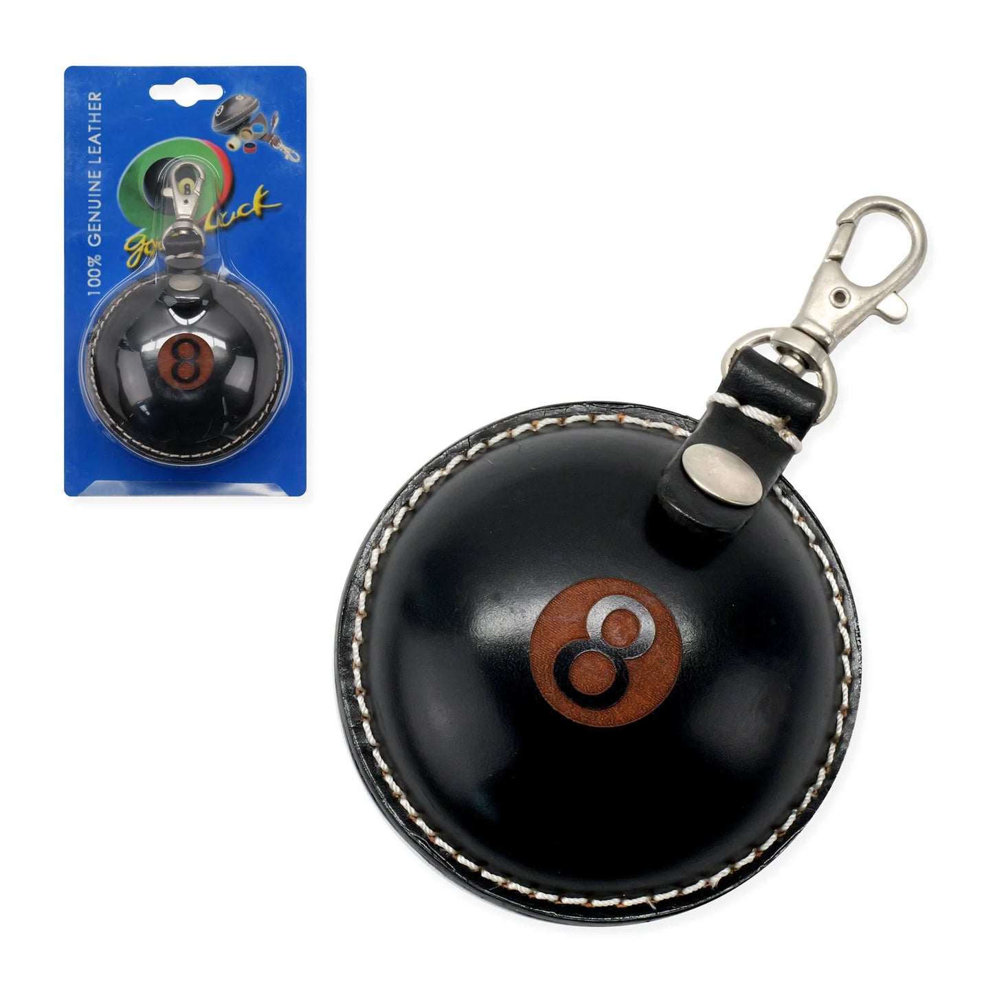8-Ball Leather Chalk Holder Keyring