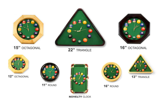 Novelty Pool Ball Analogue Wall Clocks