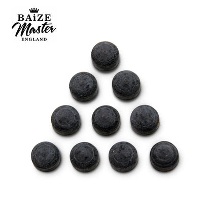 Baize Master Black Layered Leather Tips 10mm - Soft, Medium & Hard