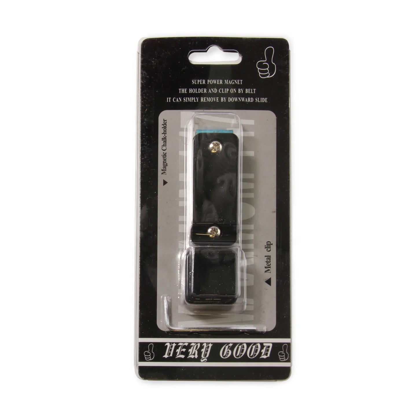 Metal Magnetic Chalk Holder and Belt Clip in Clam Pack with Secure Allen Key Fixing (Various Colours)