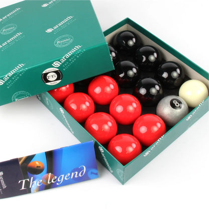 Aramith Premier 2 Inch Coloured Ball Sets with SILVER 8 BALL and PLAIN 1 7/8 Cue Ball