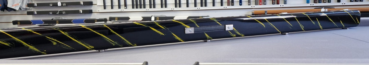 1 Piece Wide (hold 2 Cues) Black Base and Yellow lines