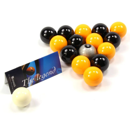 Aramith Premier 2 Inch Coloured Ball Sets with SILVER 8 BALL and PLAIN 1 7/8 Cue Ball