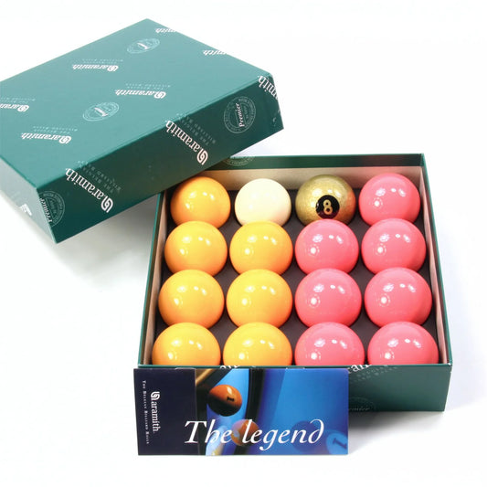 Aramith Premier 2 Inch Coloured Ball Sets with GOLDEN 8 BALL and PLAIN 1 7/8 Cue Ball