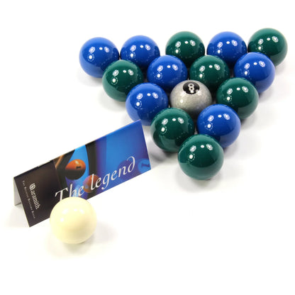 Aramith Premier 2 Inch Coloured Ball Sets with SILVER 8 BALL and PLAIN 1 7/8 Cue Ball