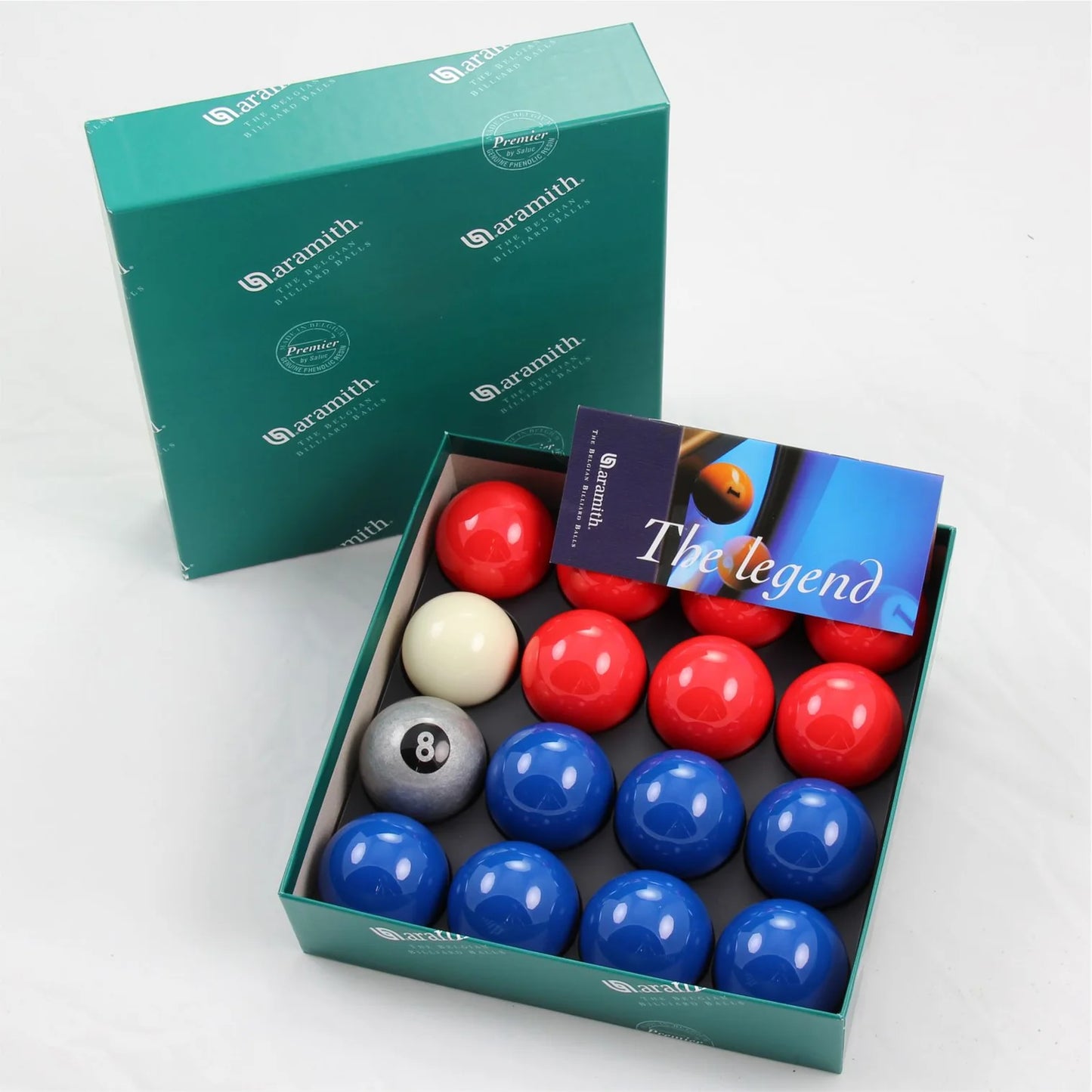 Aramith Premier 2 Inch Coloured Ball Sets with SILVER 8 BALL and PLAIN 1 7/8 Cue Ball