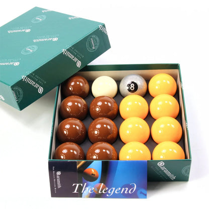 Aramith Premier 2 Inch Coloured Ball Sets with SILVER 8 BALL and PLAIN 1 7/8 Cue Ball